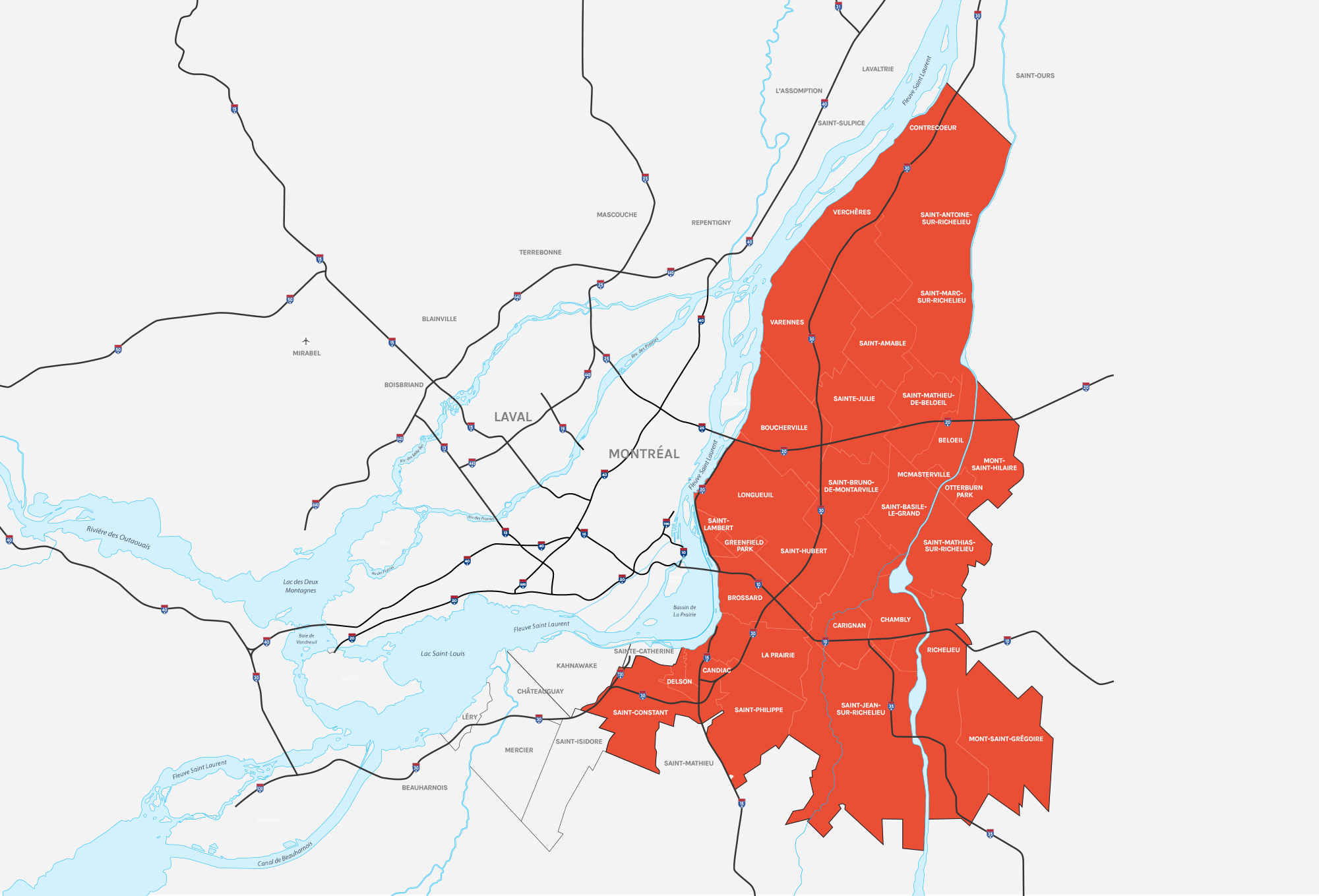 Carte du territoire couvert